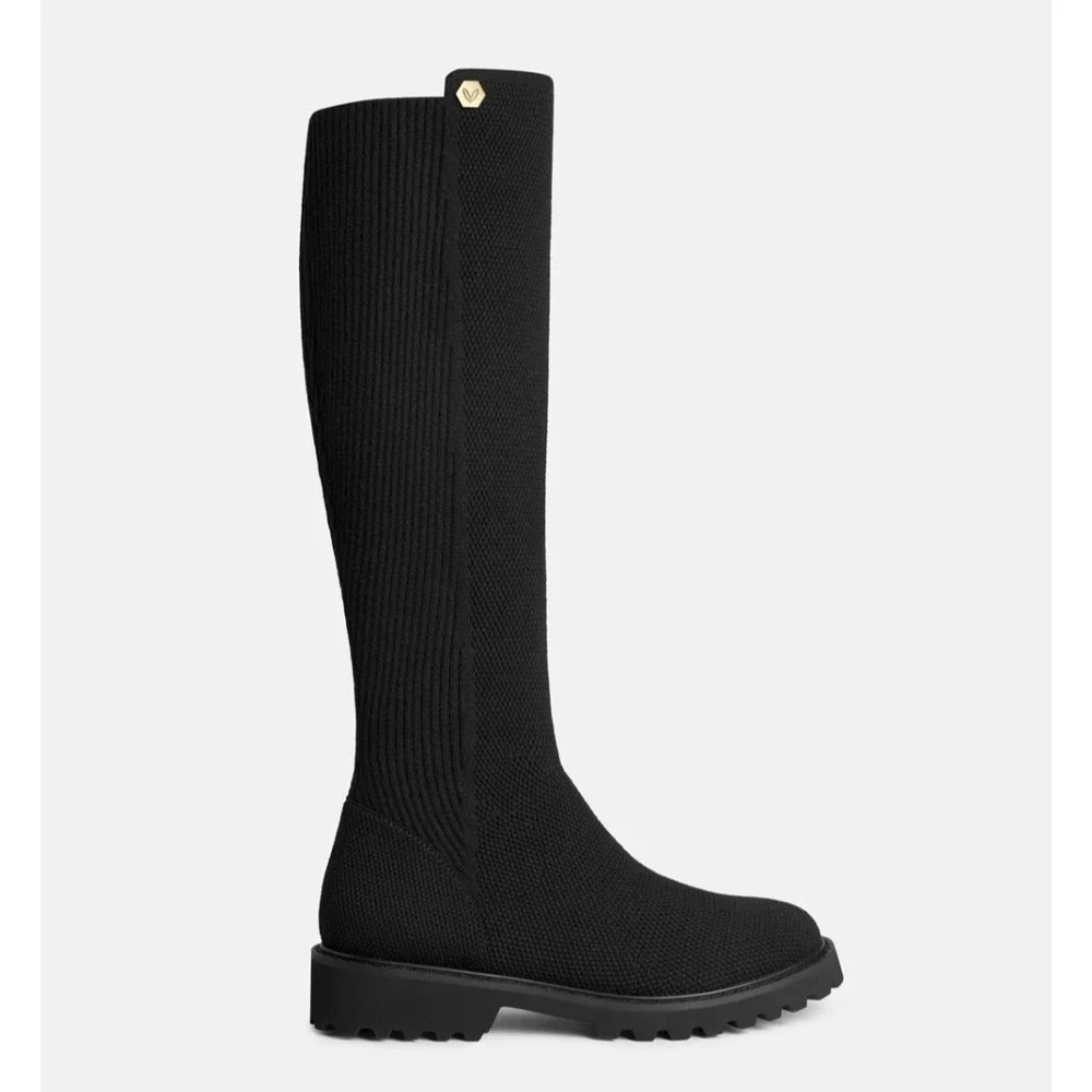 Vivaia Filipa Round Toe Stretch Boots Womens 8.5 Black Water Repellent Boots